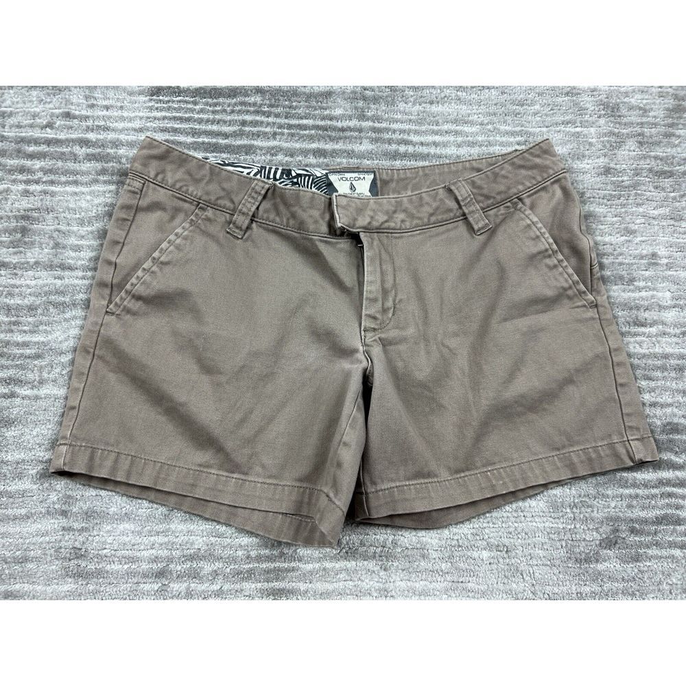 Volcom Shorts Juniors 3 Brown Chino Slash Pocket Casual
